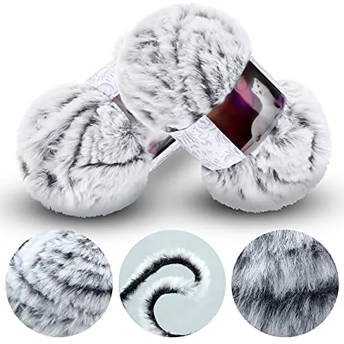 2 Pieces Skeins Soft Fur Yarn Fuzzy Fur Yarn Chunky Fluffy Faux Fur Yarn Eyelash Yarn Cream Fur Yarn for Crochet Blanket Rug Clothes Knitting Project, 30 Meter and 50 Gram for Each (White with Black)