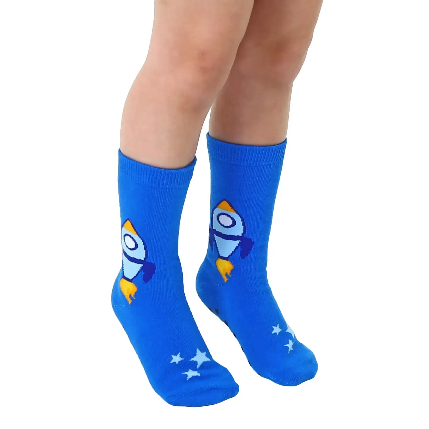 3D Packaged Crew Socks - Rocket Ship in Space - Blue