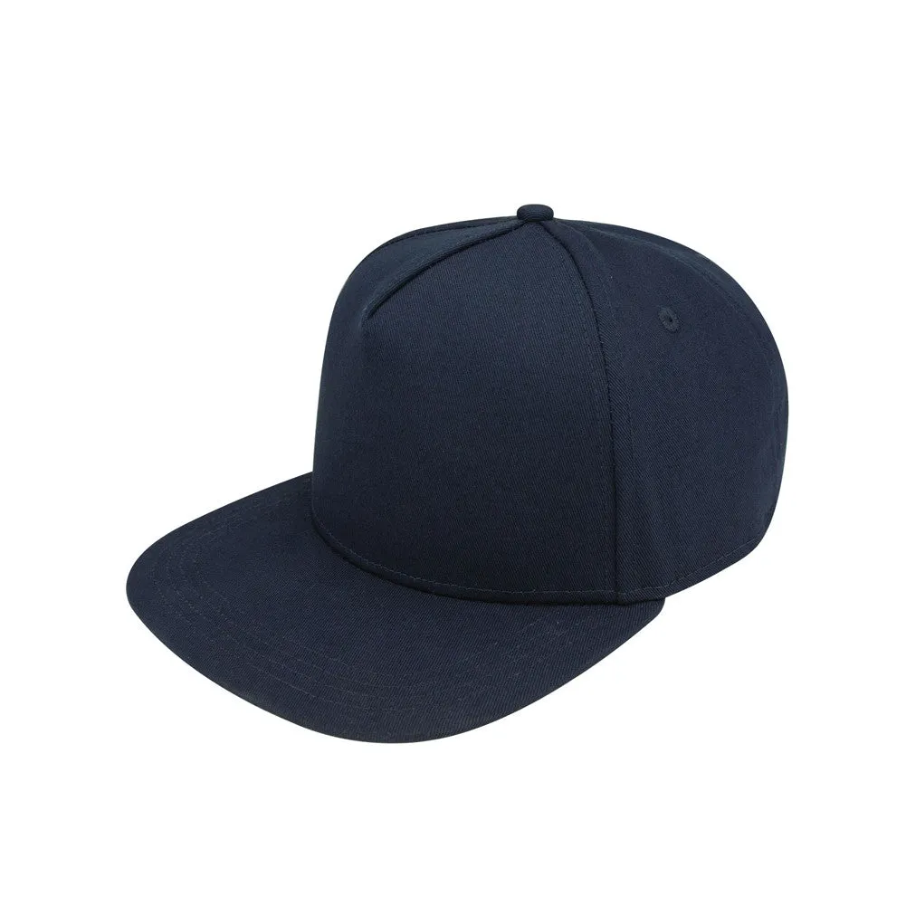 5 Panel Flat Bill Snapback Cap