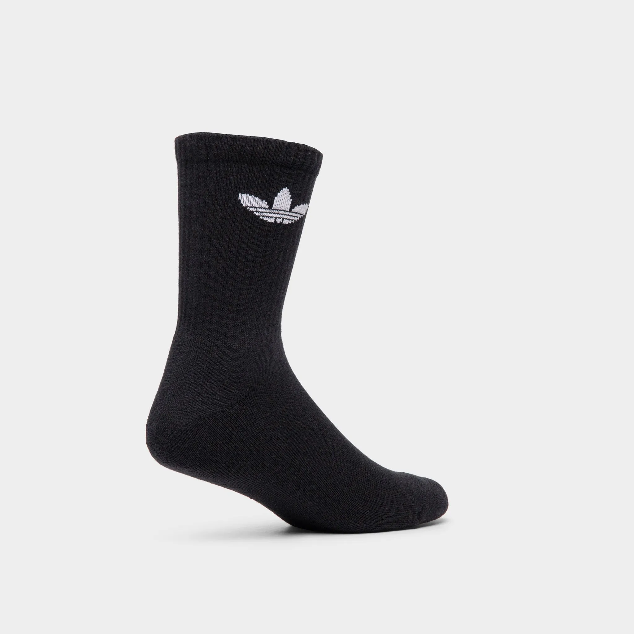 adidas Originals Cushioned Trefoil Mid-Cut Crew Socks (3 Pack) Black / White