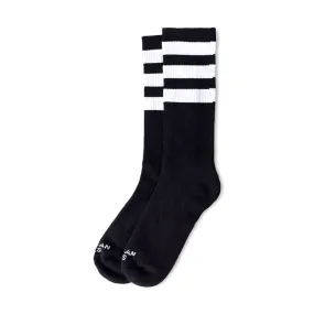 American Socks Mid High Back In Black II Socks Triple White Strip