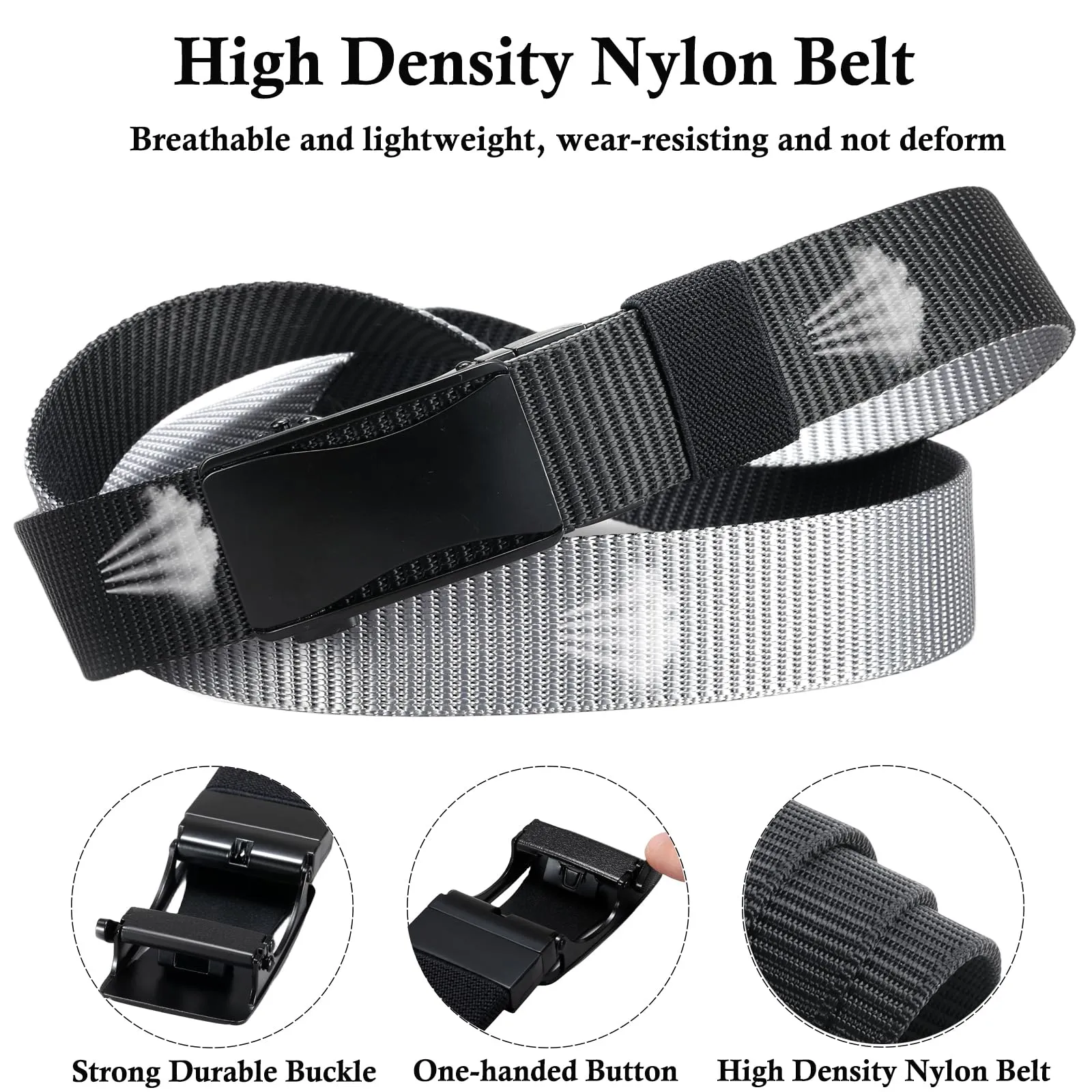 Bakurok Mens Belts Reversible 2 in 1 Web Nylon Ratchet Belts for Men Gift Golf Hiking Hunting 1.38" with Automatic Slide Buckle