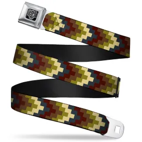 BD Wings Logo CLOSE-UP Full Color Black Silver Seatbelt Belt - Geometric4 Tan/Blue/Wine/Brown/Olive Webbing