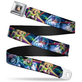 Buzz Lightyear Pose2 Full Color Black Seatbelt Belt - Buzz Lightyear Action Poses Stacked Webbing