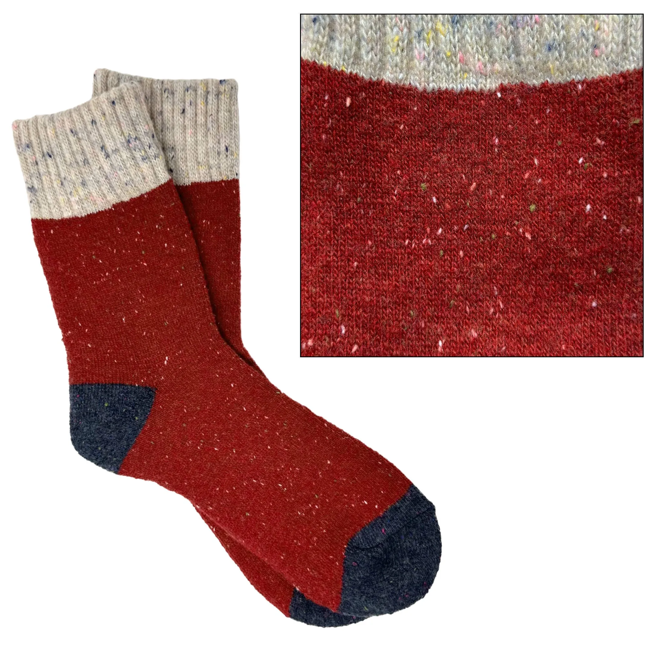 Camilla Socks: Red/Khaki