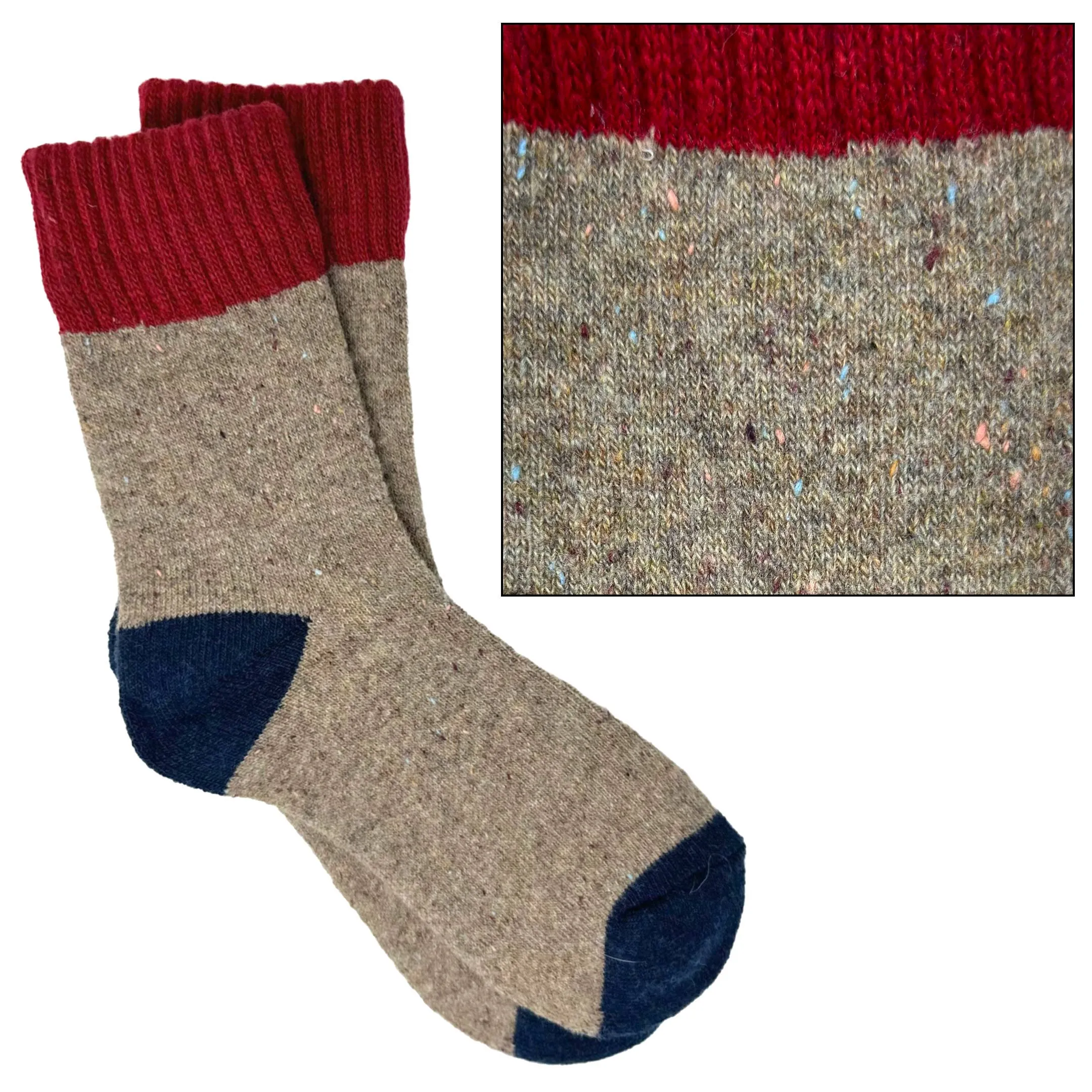 Camilla Socks: Red/Khaki