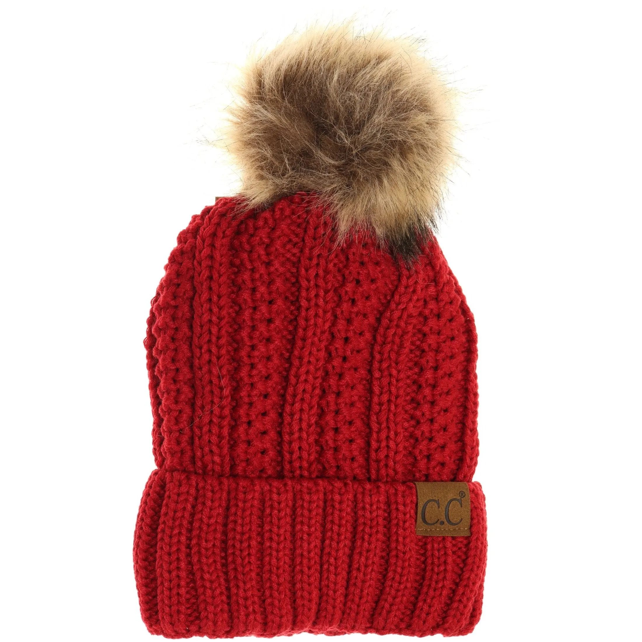 CC Beanie Fur Pom Hats - Solid