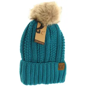 CC Beanie Fur Pom Hats - Solid