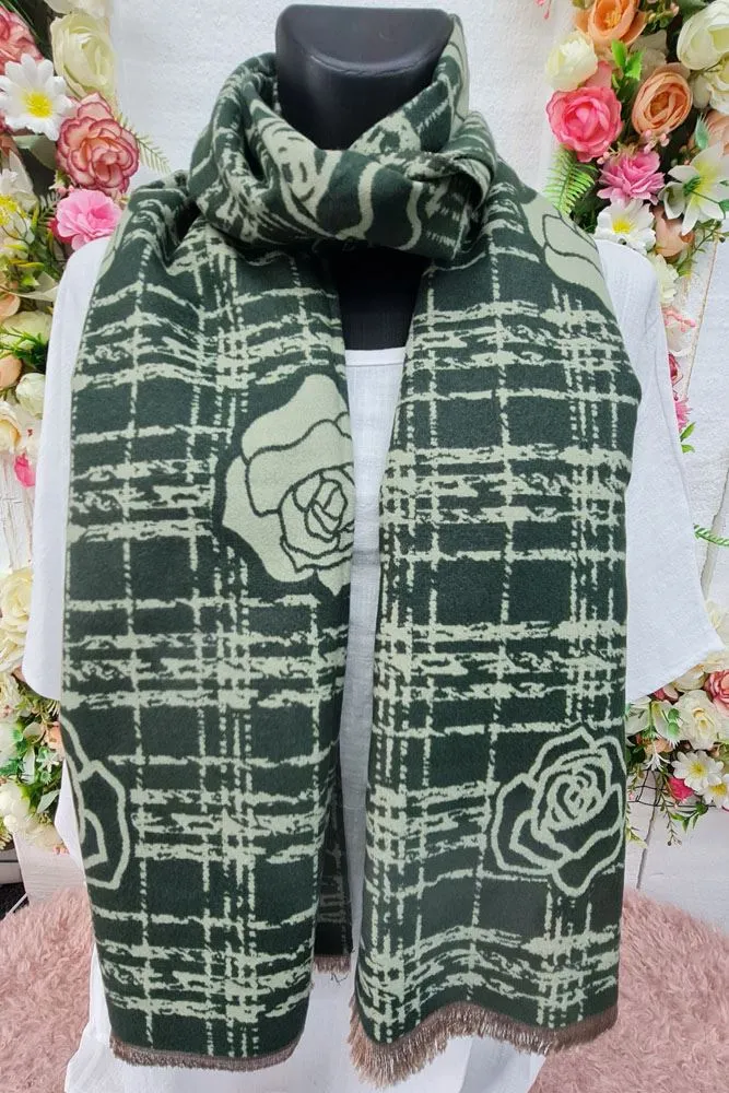 Check Rose Pattern Soft Feel Scarves