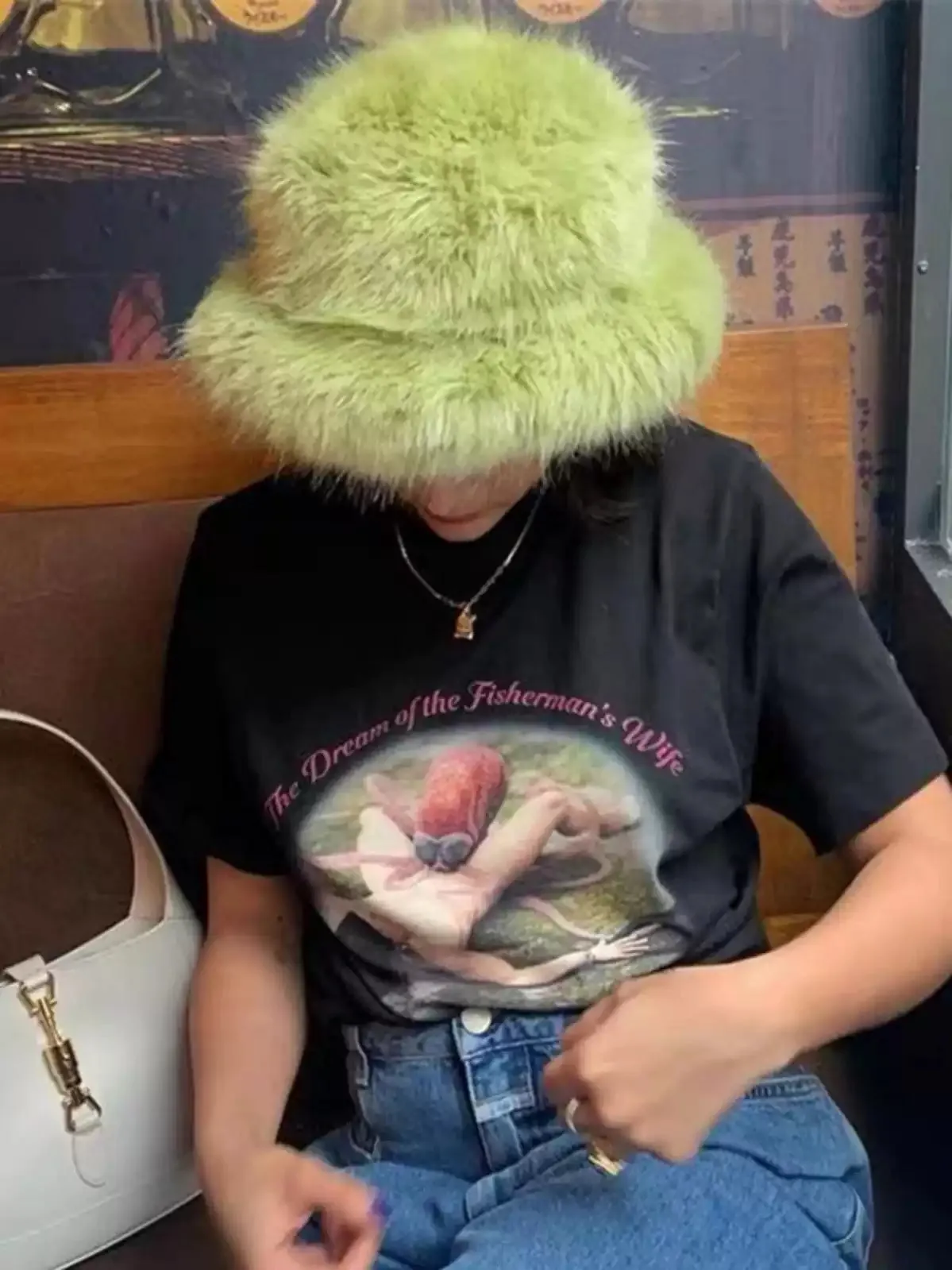 Christal Fuzzy Lime Green Bucket Hat