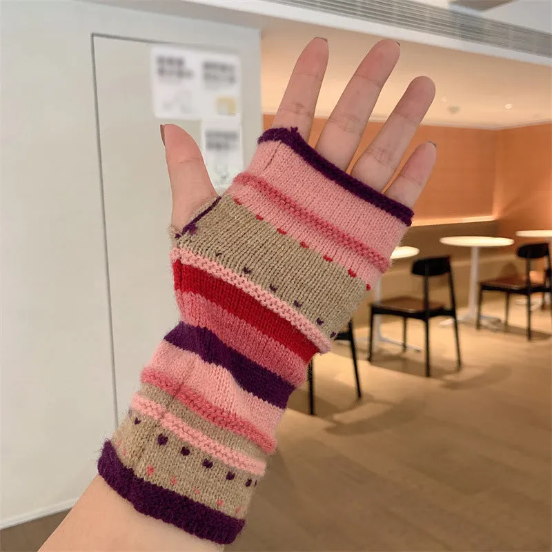 Colourful Striped Warm Gloves