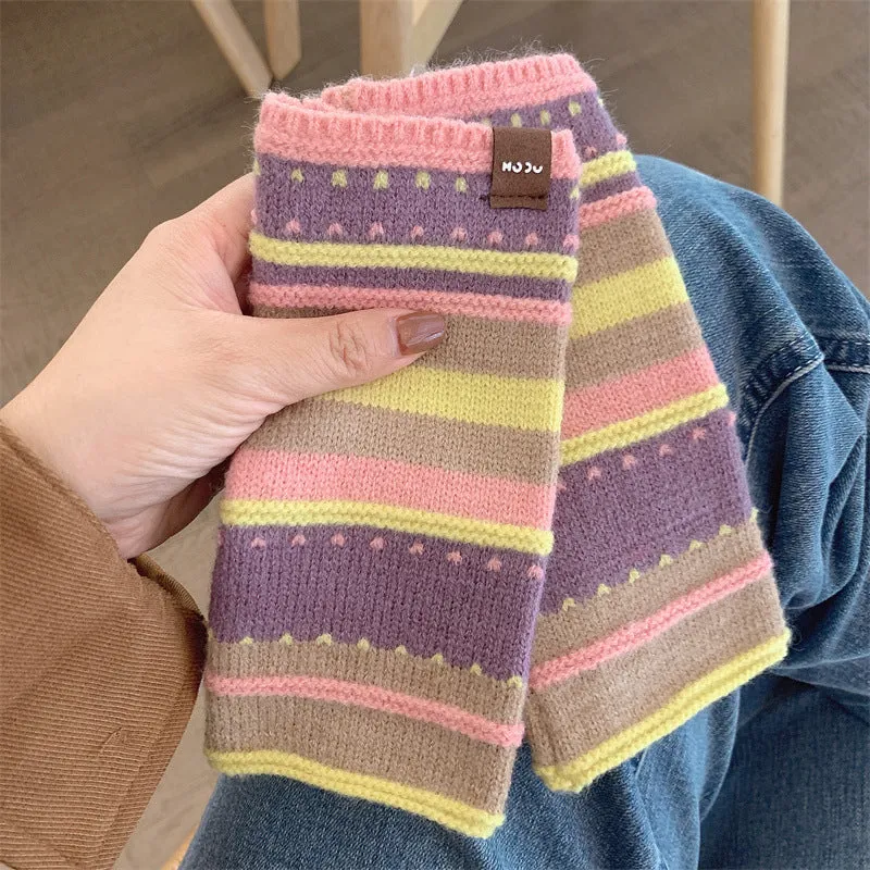 Colourful Striped Warm Gloves