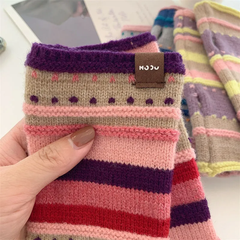 Colourful Striped Warm Gloves