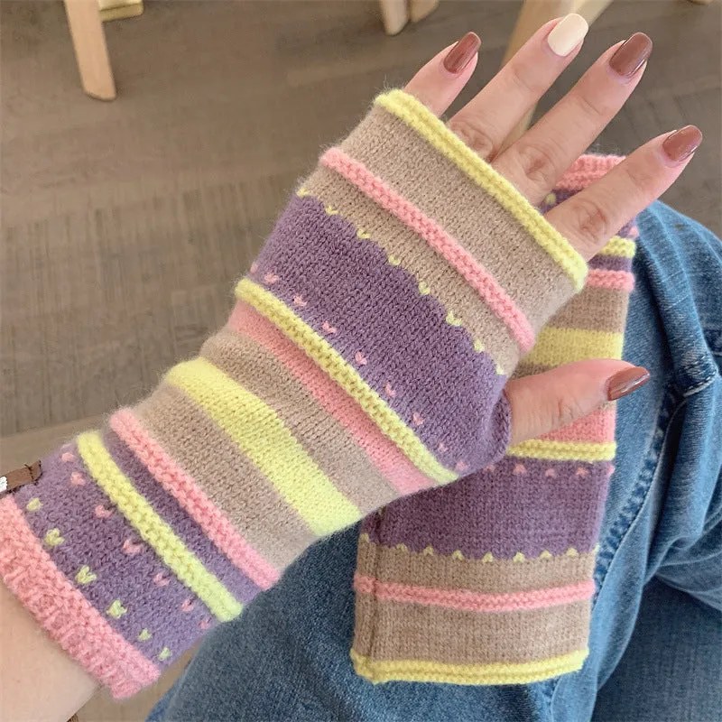 Colourful Striped Warm Gloves