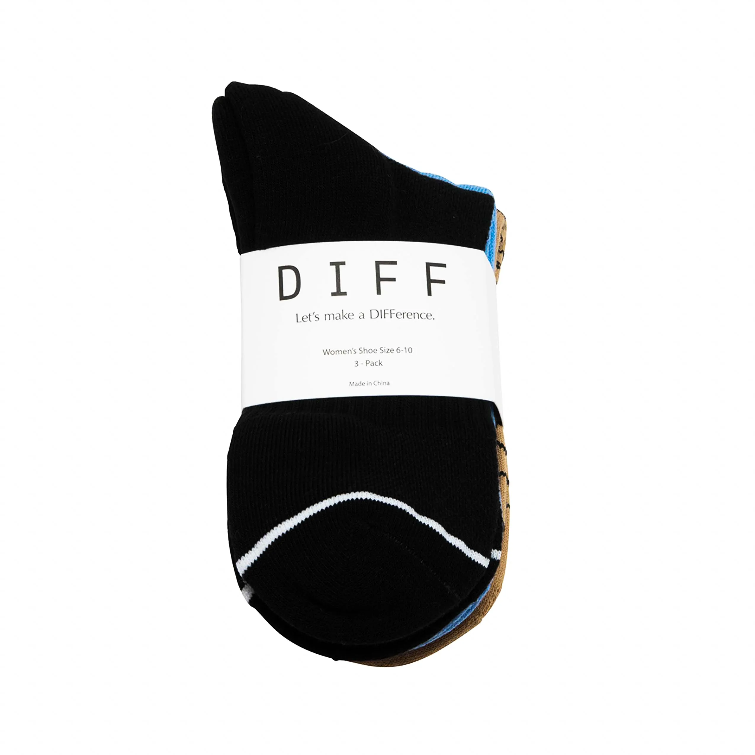 CREW SOCK TRIO - BLACK   SKY BLUE   ABSTRACT CIRCLES