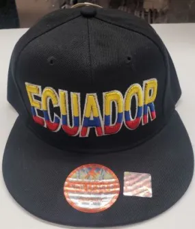 Ecuador -- Snapback Baseball Cap -- Black/Yellow/Royal Blue/Red