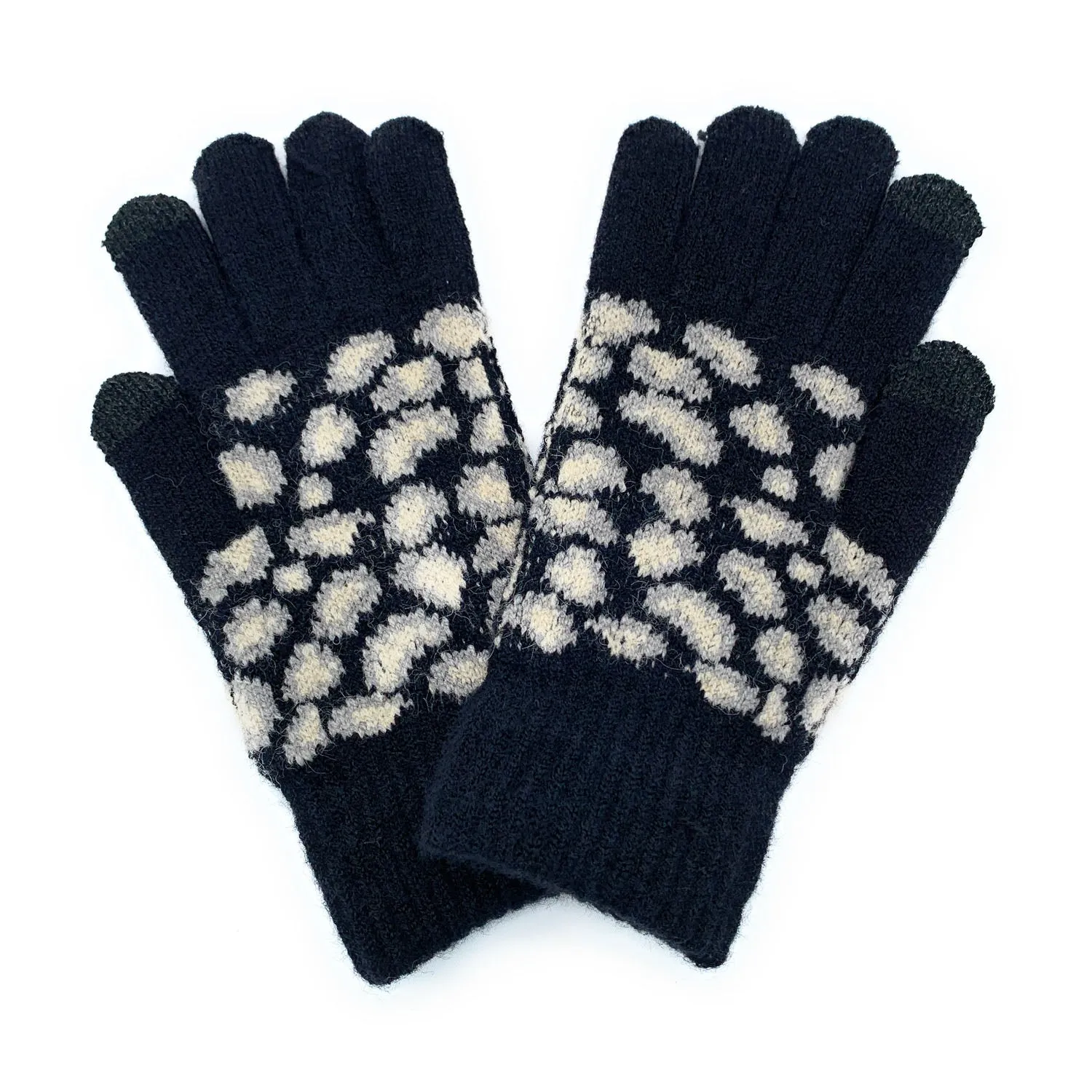 Empire Cove Winter Knit Ribbed Leopard Touch Screen Gloves