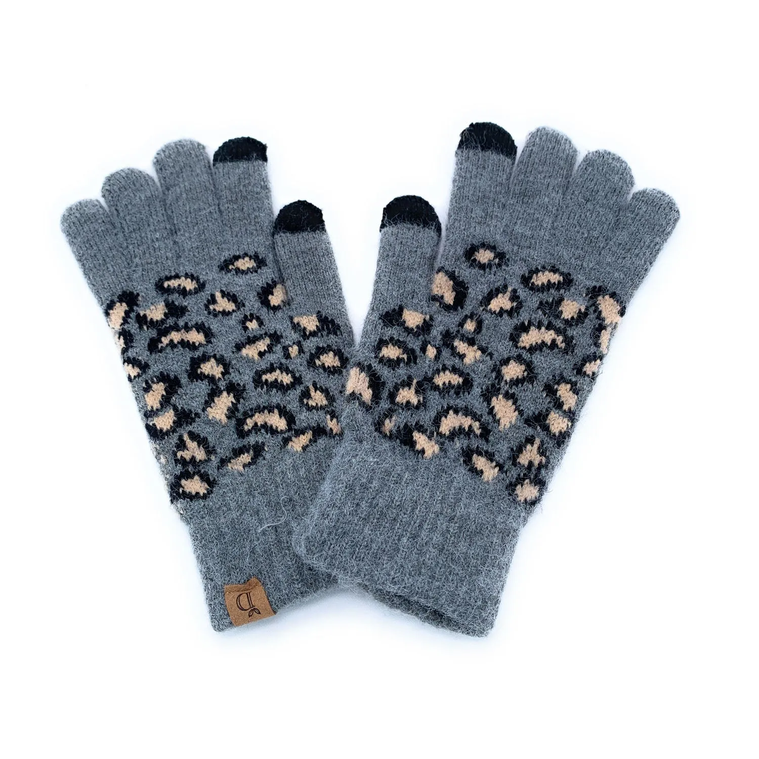 Empire Cove Winter Knit Ribbed Leopard Touch Screen Gloves