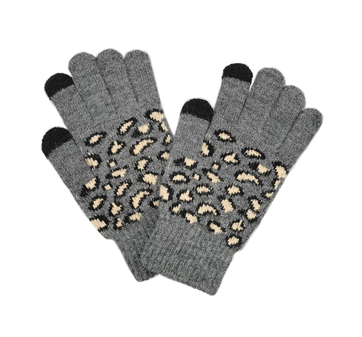 Empire Cove Winter Knit Ribbed Leopard Touch Screen Gloves