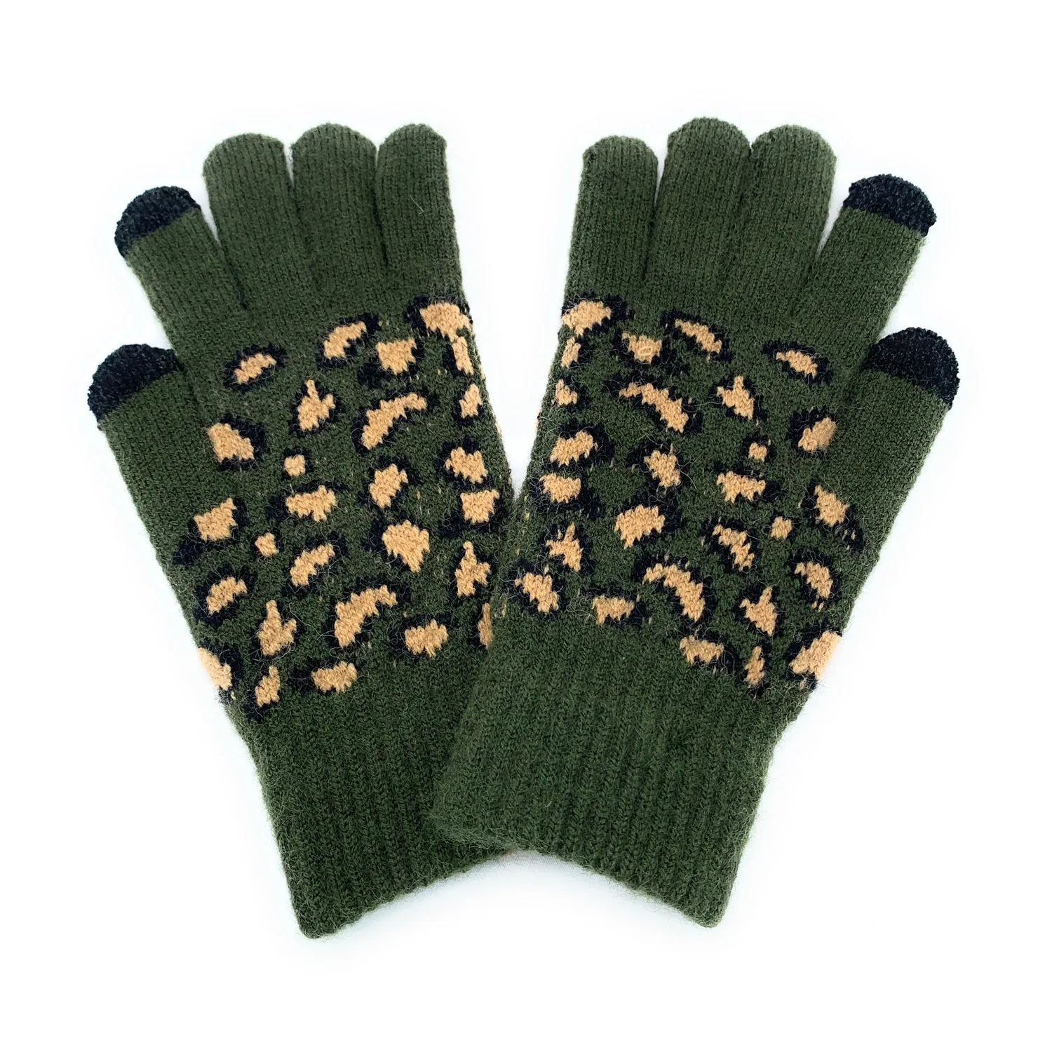 Empire Cove Winter Knit Ribbed Leopard Touch Screen Gloves