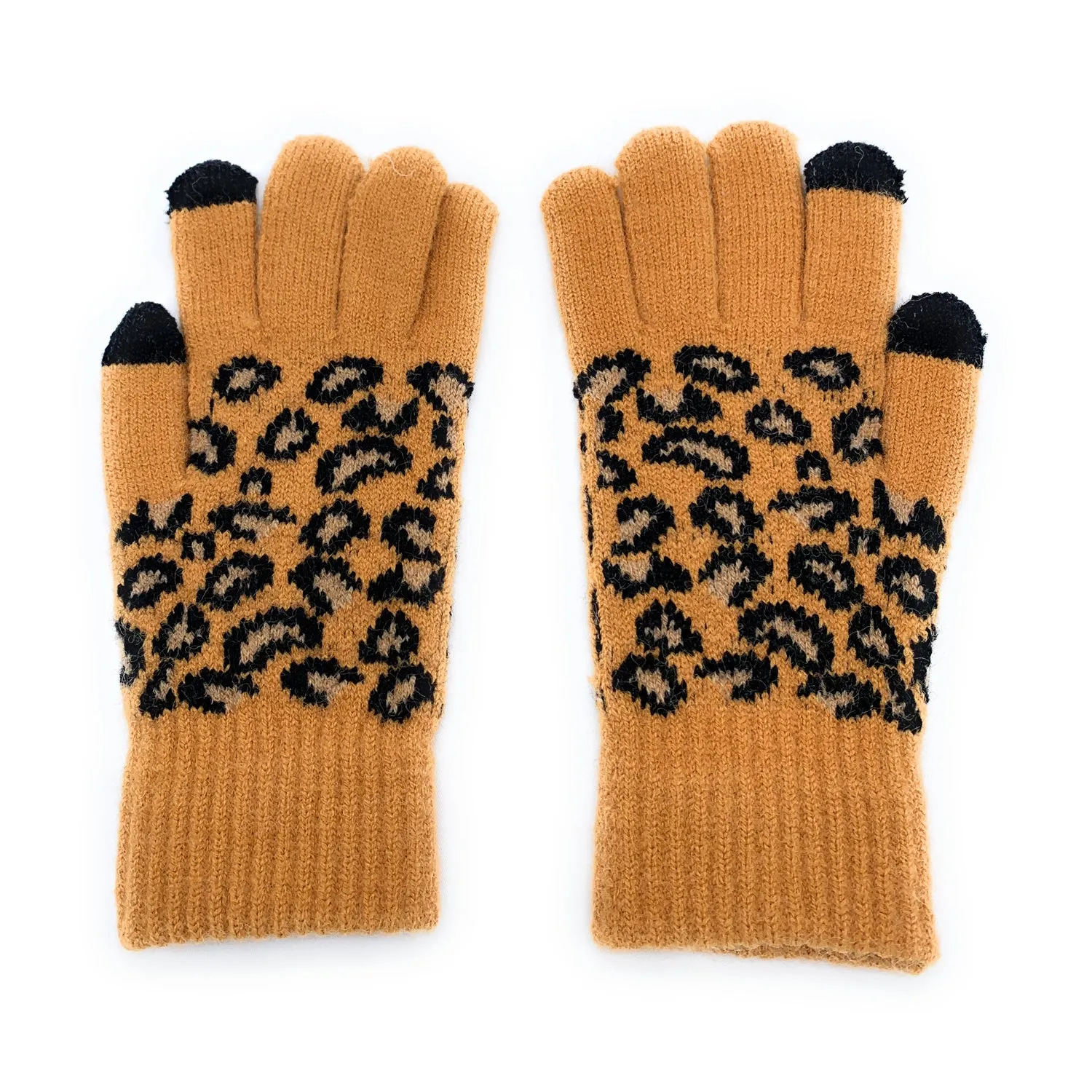 Empire Cove Winter Knit Ribbed Leopard Touch Screen Gloves