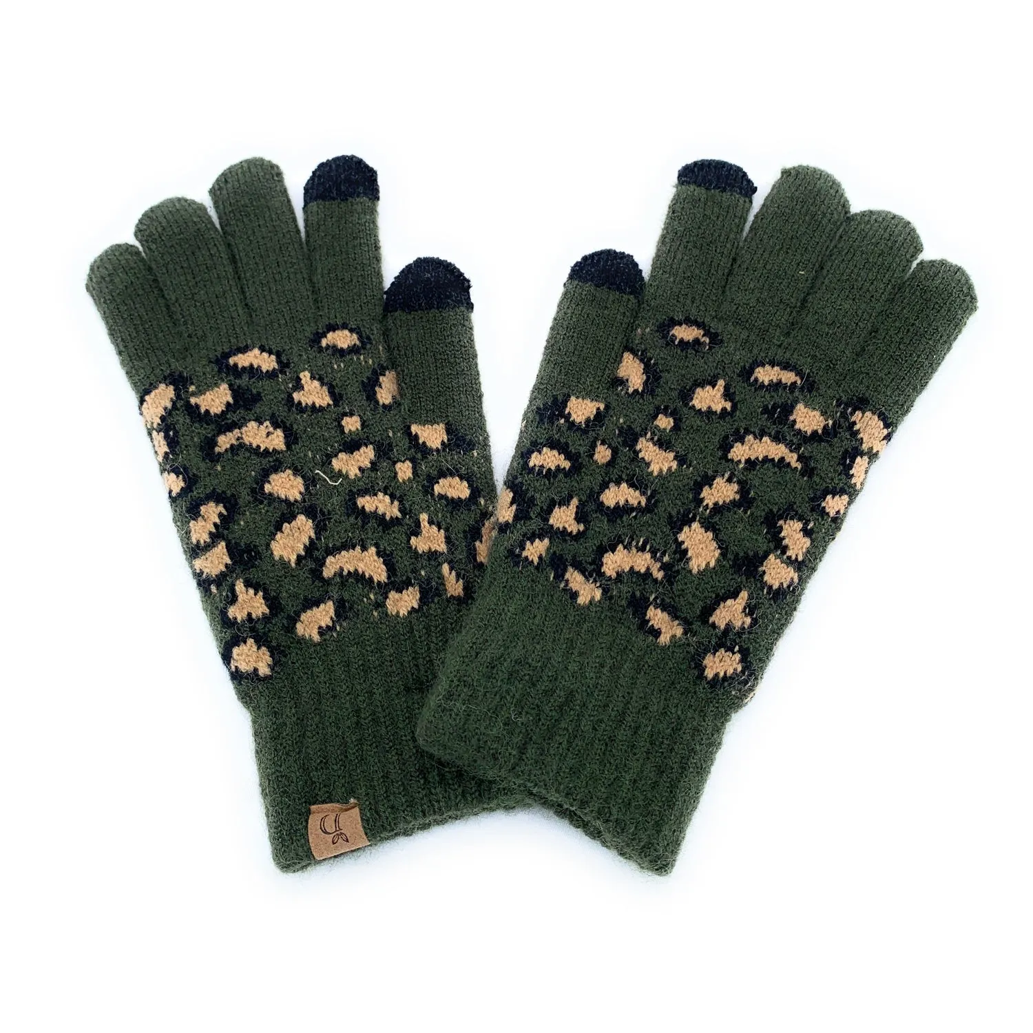 Empire Cove Winter Knit Ribbed Leopard Touch Screen Gloves