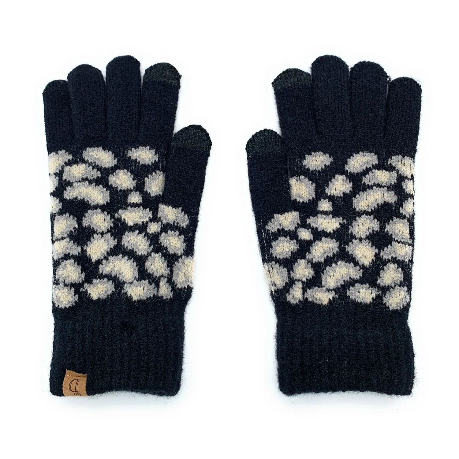 Empire Cove Winter Knit Ribbed Leopard Touch Screen Gloves