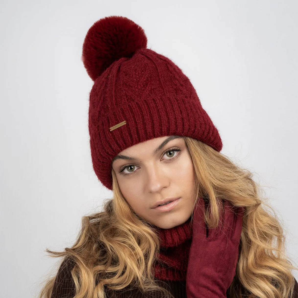 Fifi Fleece Lined Beanie & Snood Set - Wine