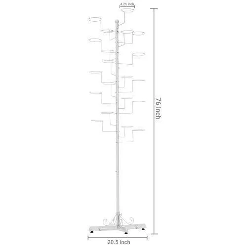 Freestanding Display Stand with 20 Circular Hooks for Hats and Wigs