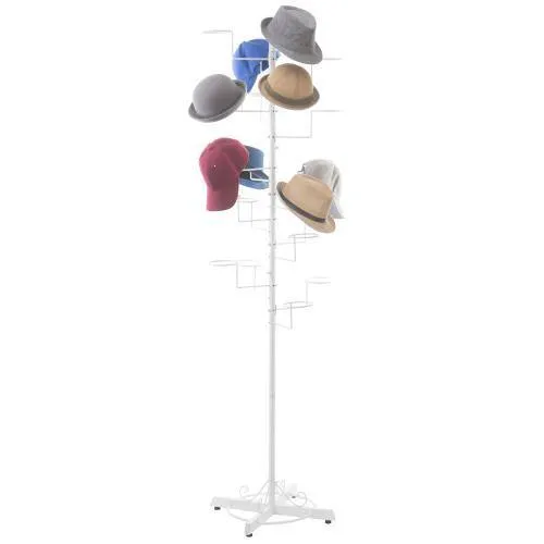 Freestanding Display Stand with 20 Circular Hooks for Hats and Wigs