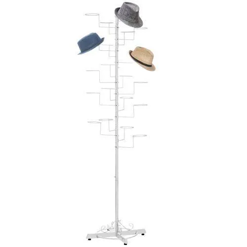 Freestanding Display Stand with 20 Circular Hooks for Hats and Wigs