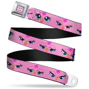 FURBY Title Logo Full Color Pink/Purple/White Seatbelt Belt - Furby Eye Expressions Close-Up Pink Webbing