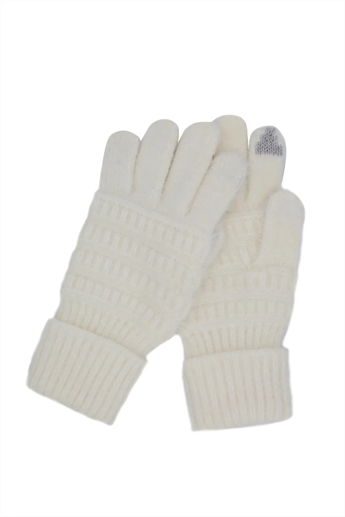 FUZZY CABLE KNIT SMART TOUCH GLOVES