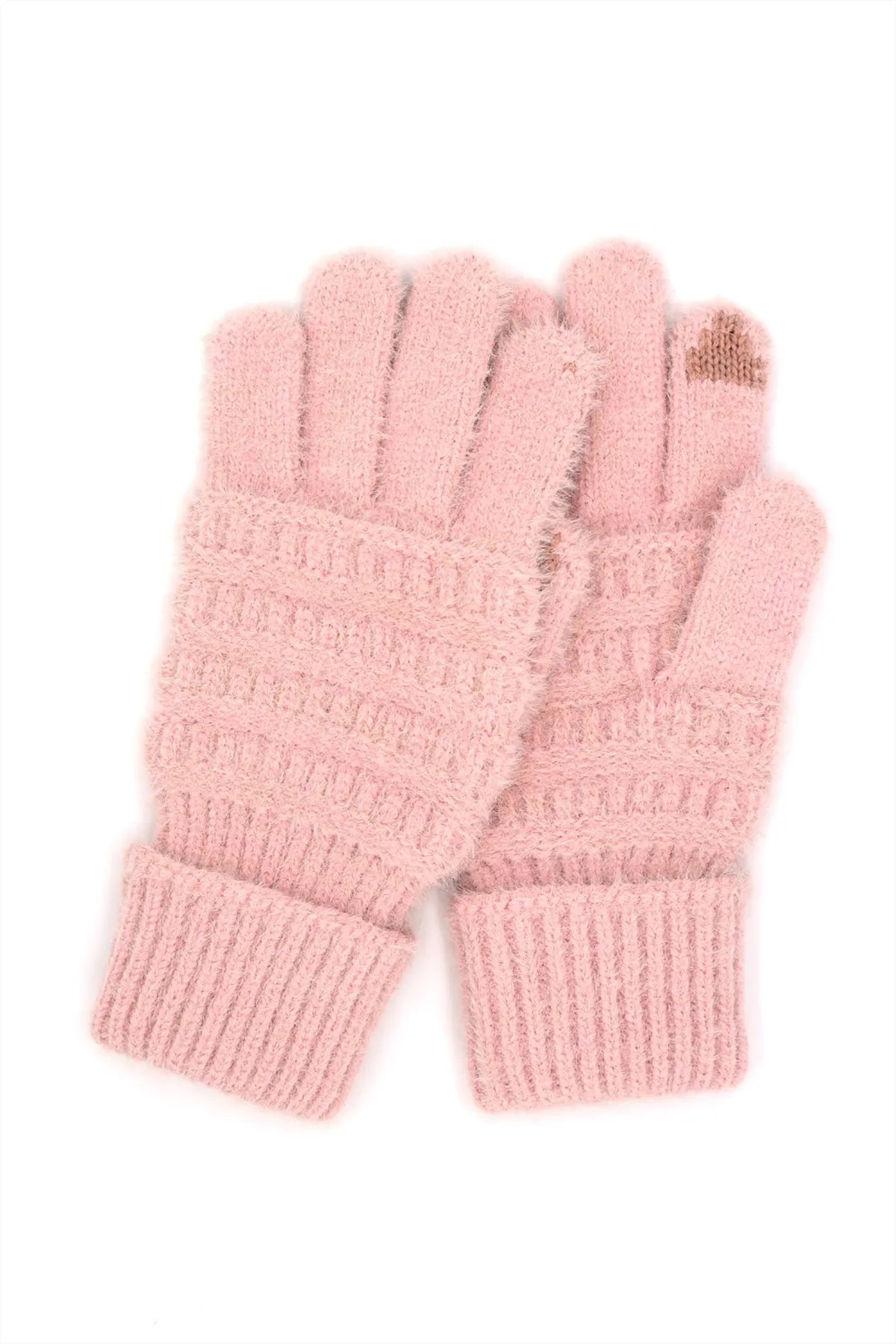 FUZZY CABLE KNIT SMART TOUCH GLOVES