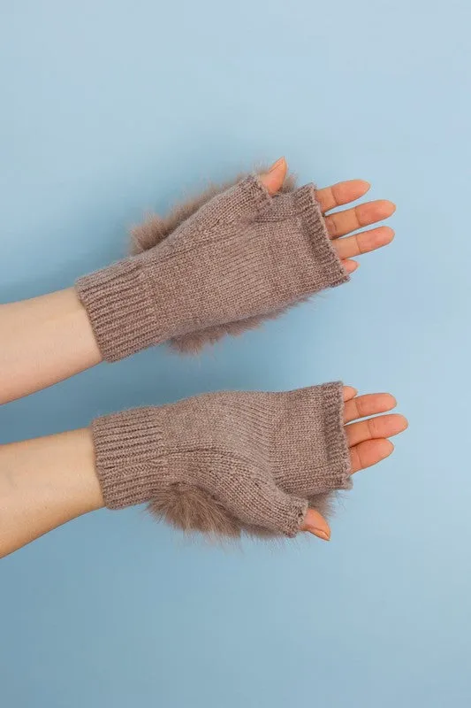 Fuzzy Fur Fingerless Sweater Gloves