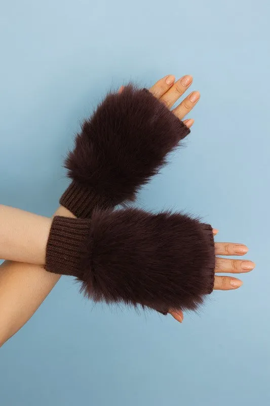 Fuzzy Fur Fingerless Sweater Gloves