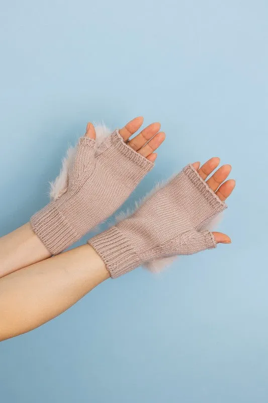 Fuzzy Fur Fingerless Sweater Gloves