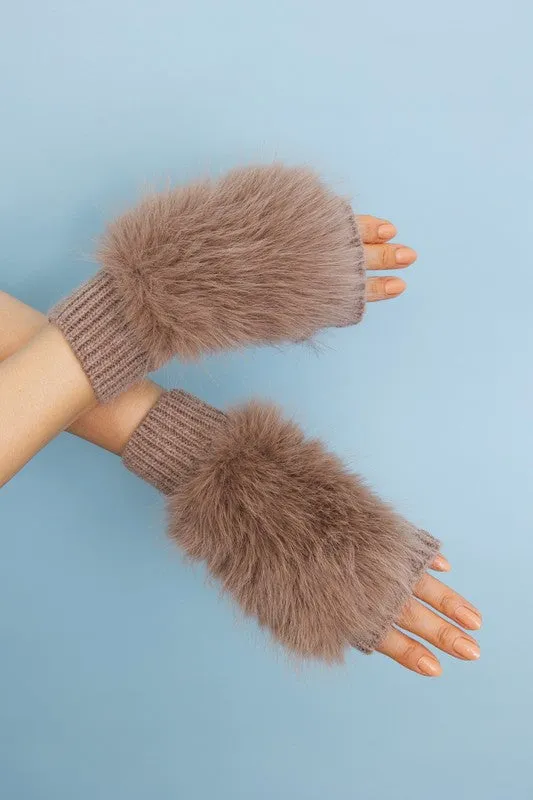 Fuzzy Fur Fingerless Sweater Gloves