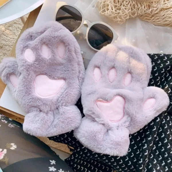 Fuzzy Kitty Paw Gloves AD10602