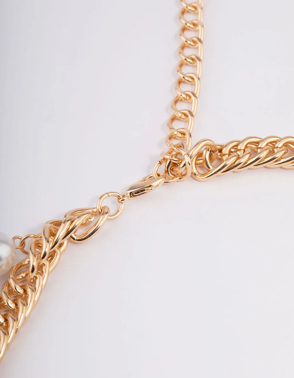 Gold Hinge Pearl Double Chain Belts