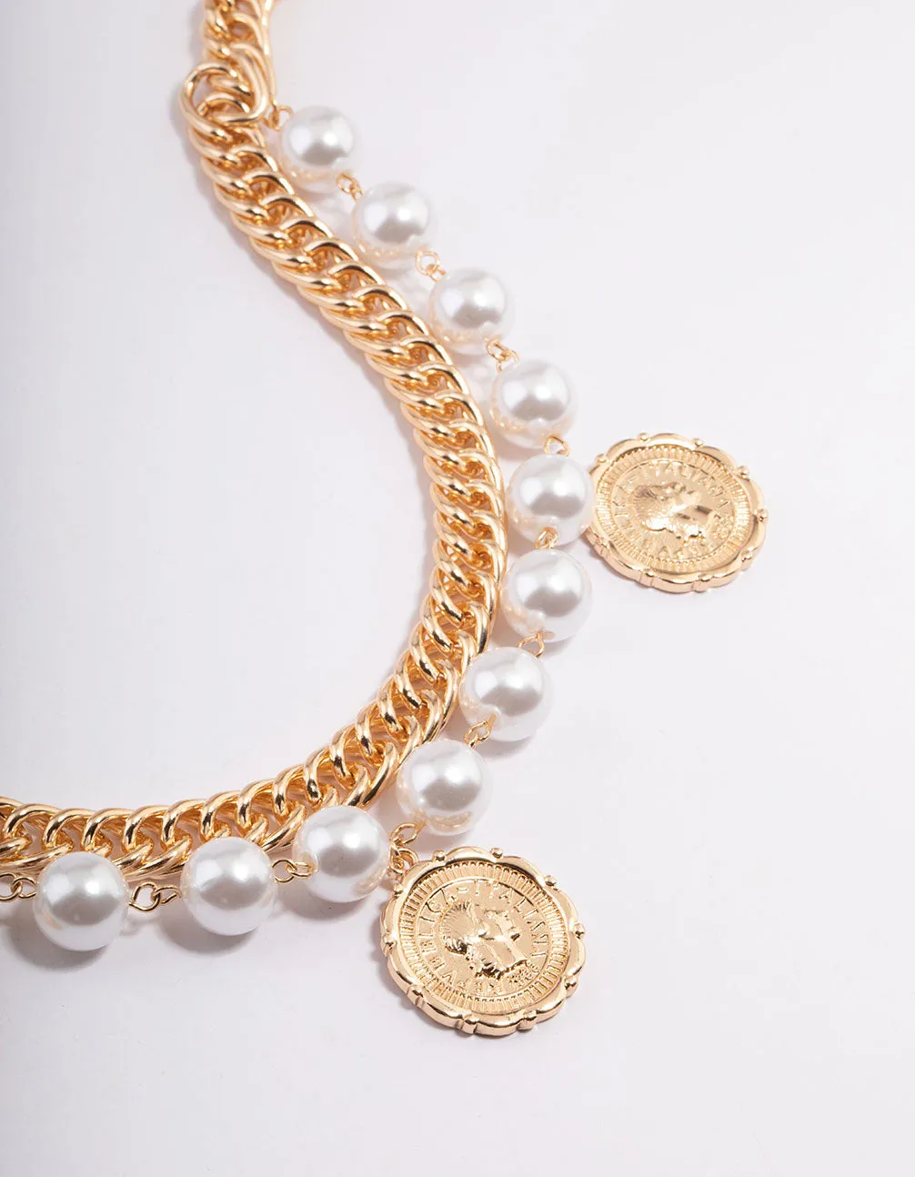 Gold Hinge Pearl Double Chain Belts