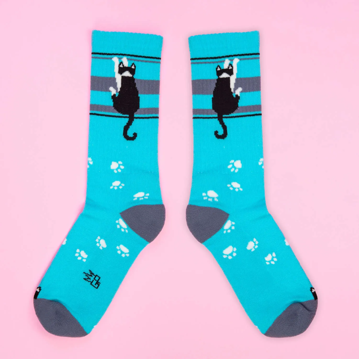 Hanging Tuxedo Cat  - Gym Crew Socks