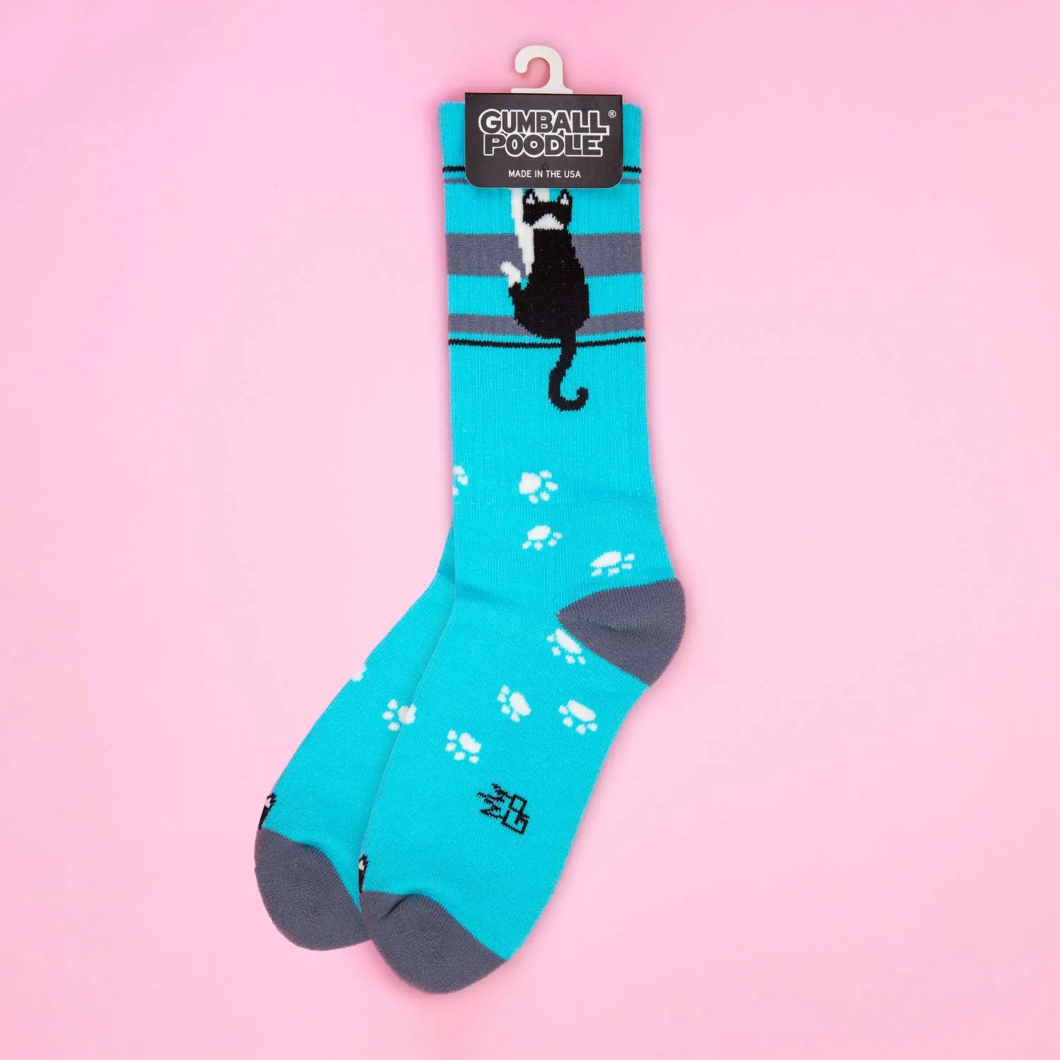 Hanging Tuxedo Cat  - Gym Crew Socks