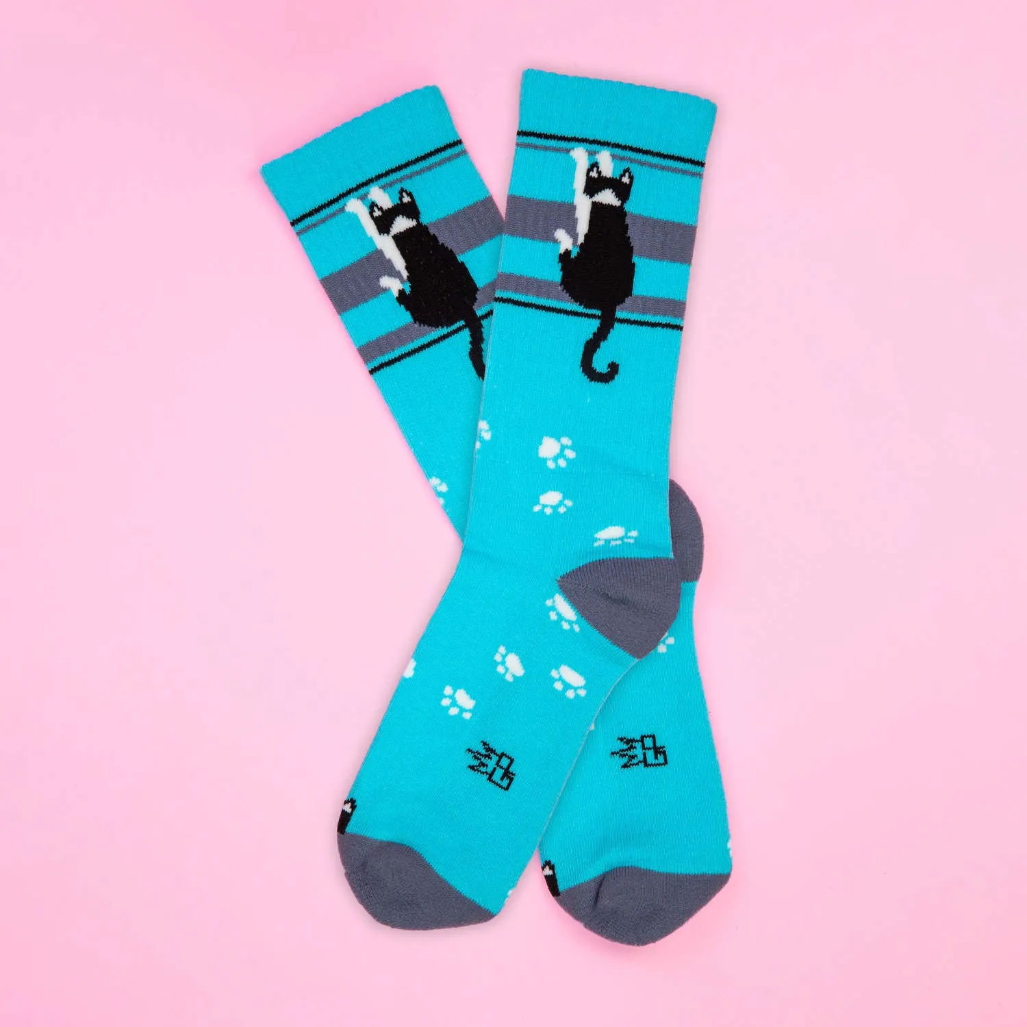 Hanging Tuxedo Cat  - Gym Crew Socks