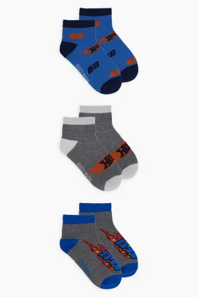 Hot Wheels Youth Boys 3-Pack No-Show Ankle Socks