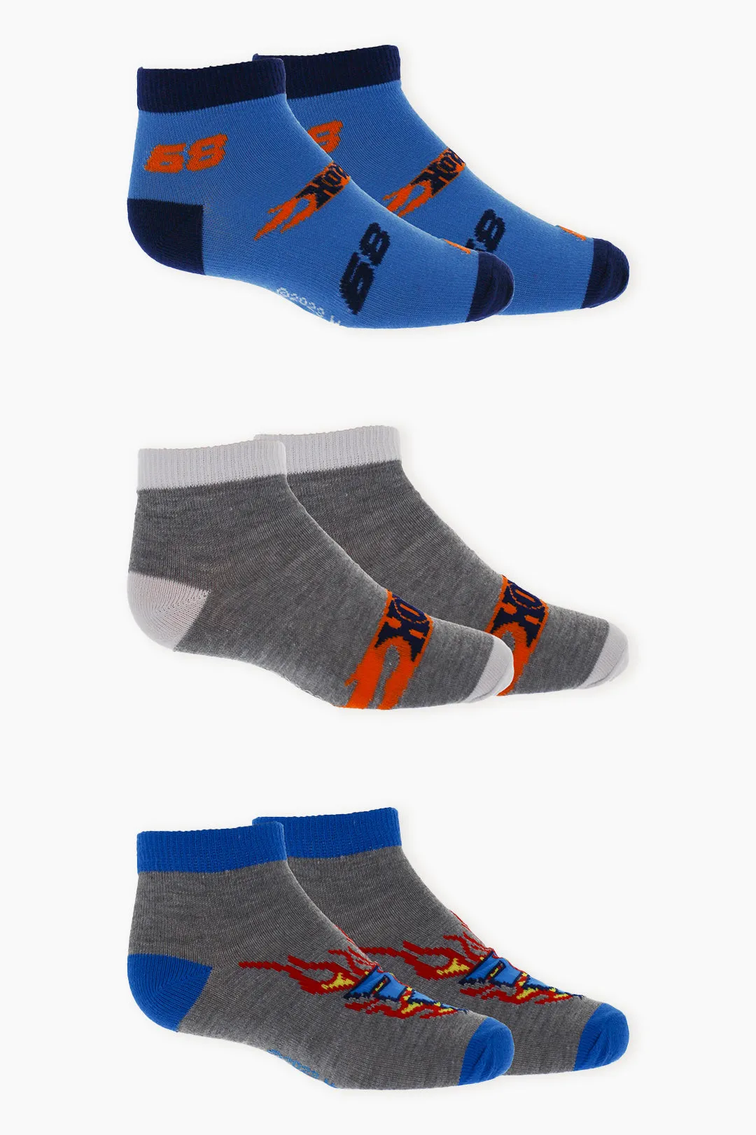 Hot Wheels Youth Boys 3-Pack No-Show Ankle Socks