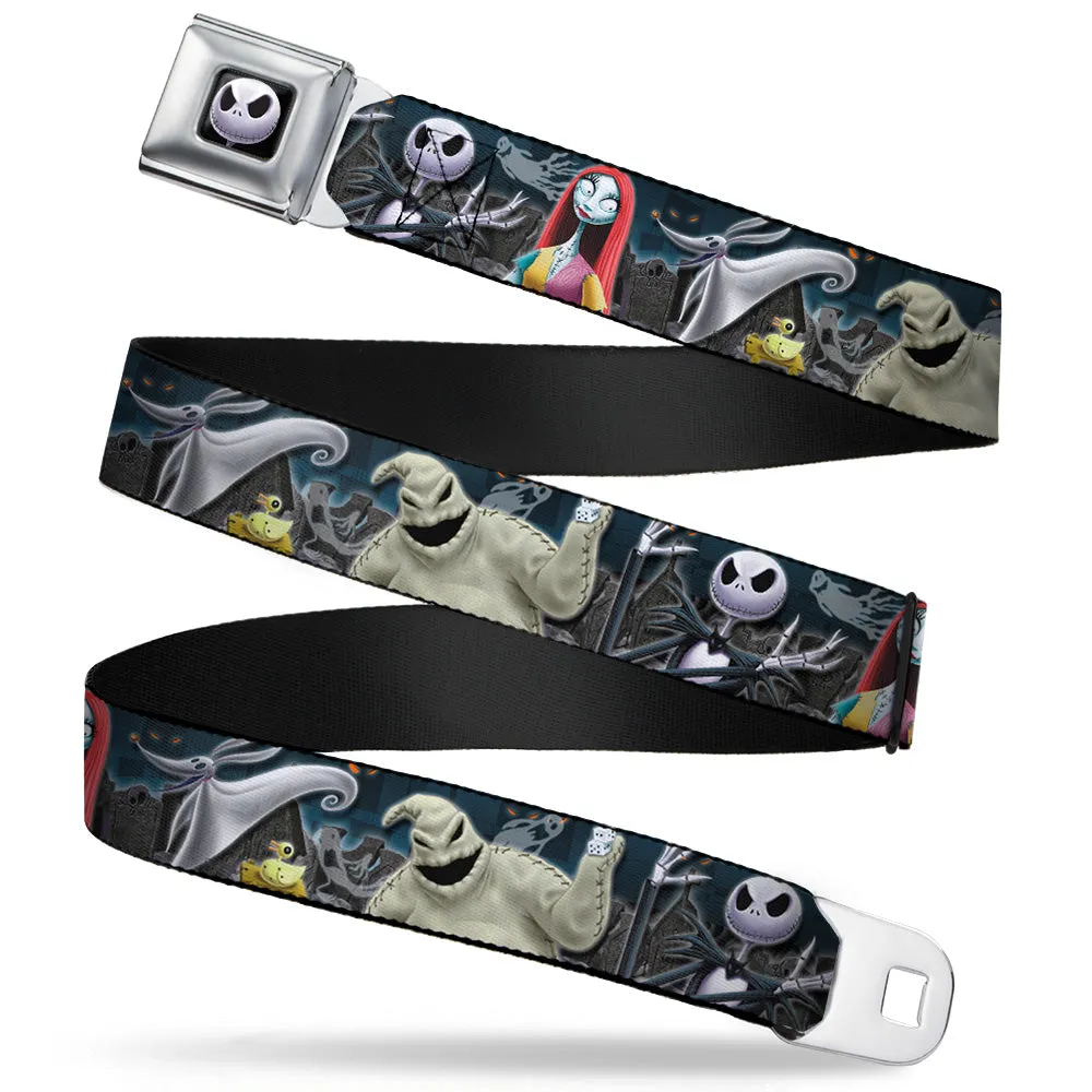 Jack Expression6 Full Color Seatbelt Belt - Nightmare Before Christmas 4-Character Group/Cemetery Scene Webbing