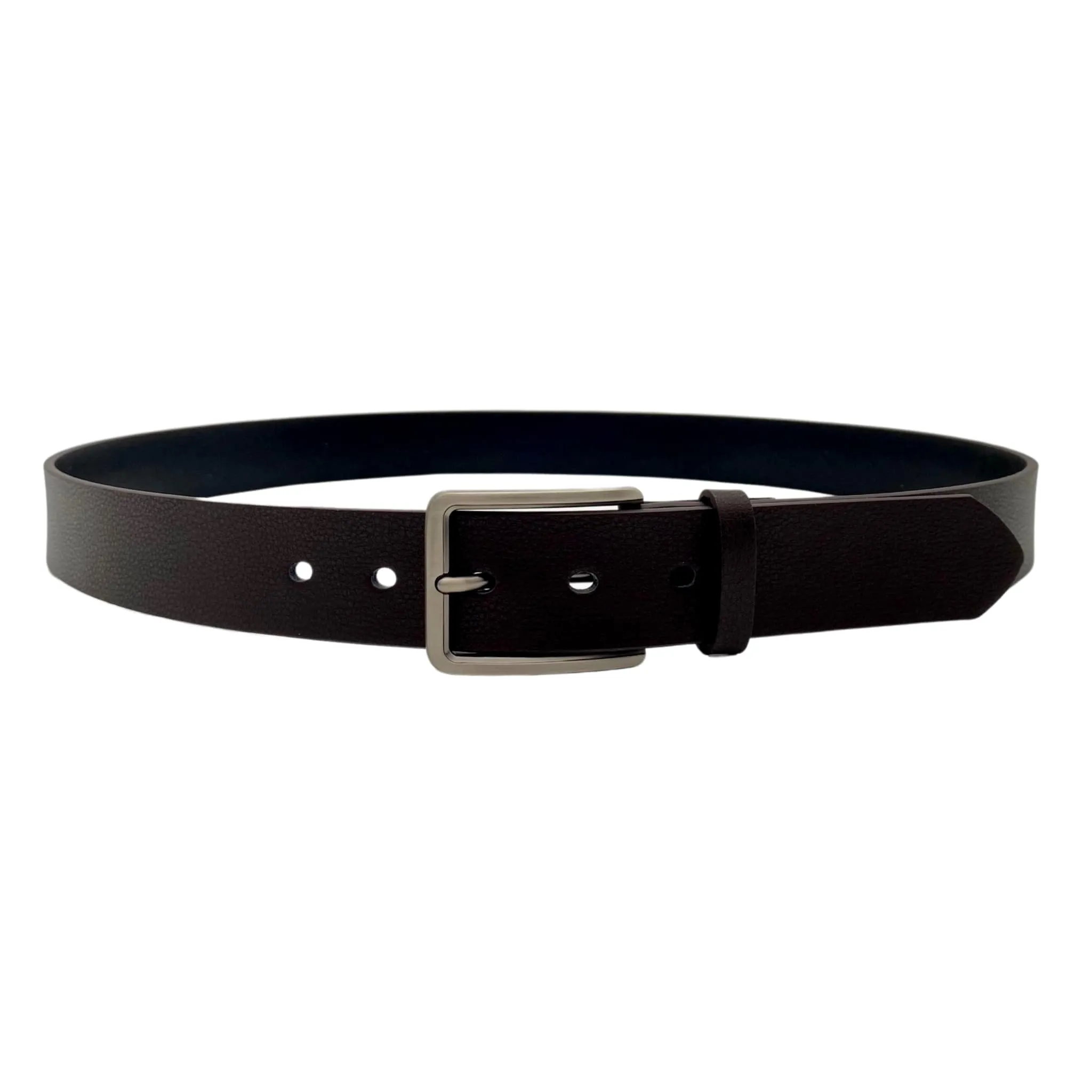 KURT - Men's Dark Brown Genuine Leather Belt with Gunmetal Pin Buckle