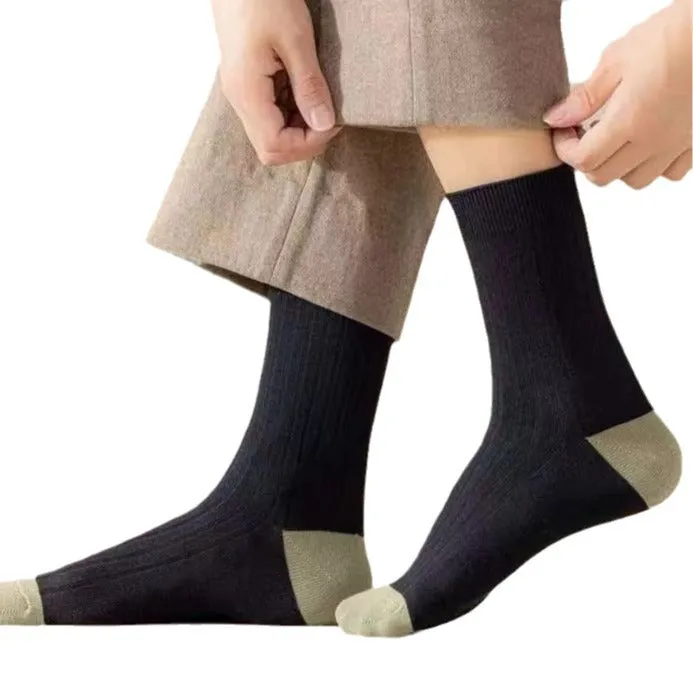 Ladies Color Block Rib Cotton Daily Socks SKASC4163