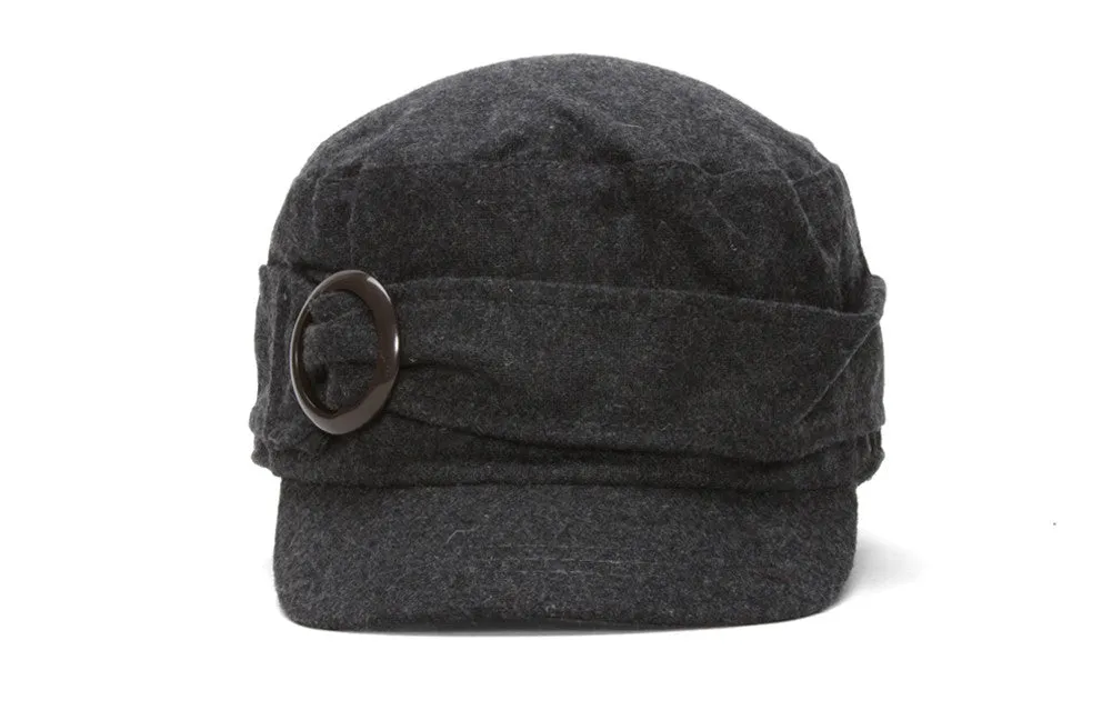 Ladies Poly-Wool Stylish Cadet Cap w/ Buckle